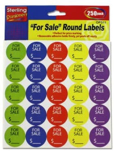 250 Pack &quot;For sale&quot; sticker labels - Case of 96