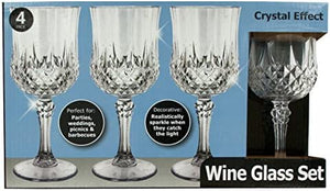 Bulk Buys Crystal Effect Plastic Wine Glass Set - Pack of 16