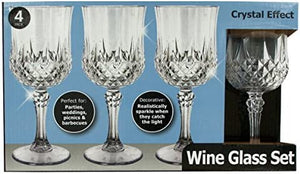 Crystal Effect Plastic Wine Glass Set - Pack of 12
