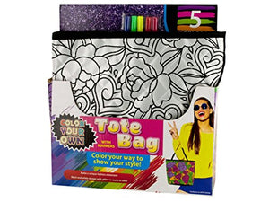 Color Your Own Quilted Fashion Tote Bag with Markers - Pack of 2
