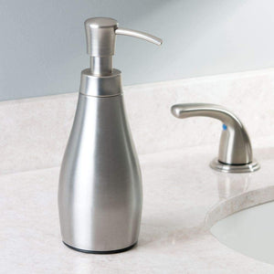 iDesign Avery Brushed Stainless Steel Refillable Soap Dispenser - 3.01" x 3.8" x 8.2"
