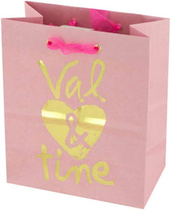 Bulk Buys Party Decorative Val & Tine' Small Gift Bag with Pink Organza Handles - 48 Pack