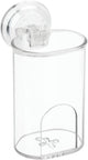 iDesign Power Lock Plastic Suction Toothbrush Center Holder for Toothbrush, Toothpaste, Razors on Bathroom Vanity or Countertop, Clear