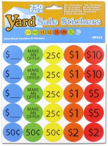 Yard Sale Pricing Stickers - Pack of 48