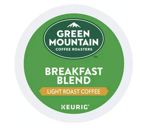 Green Mountain Coffee Roasters Breakfast Blend Light Roast Coffee Single-Serve Pods, 100 Count