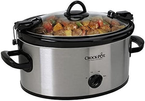 Portable Cook 6 Qt. And Carry Slow Cooker in Stainless, Dishwasher-safe Stoneware and Lid by Crock-Pot