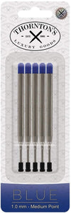 Thornton's Luxury Goods Ballpoint Pen Refill to Fit Parker Style Ballpoint Pens, 0.8mm, Fine Point, Blue Ink, 5-Count