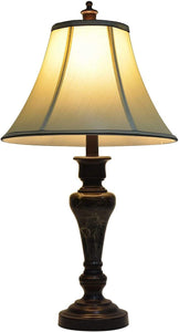 Faux Marble Table Lamp, Bronze and Brown