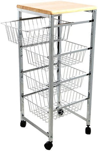Mind Reader 4WIRECART-SIL Stainless Steel Mobile Kitchen Cart, Bar Cart, Office Cart, Utility Cart