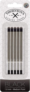 Thornton's Luxury Goods Ballpoint Pen Refill to Fit Parker Style Ballpoint Pens, 0.8mm, Fine Point, Black Ink, 5-Count