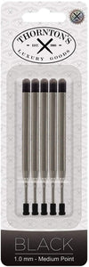 Thornton's Luxury Goods Ballpoint Pen Refill to Fit Parker Style Ballpoint Pens, 1.0mm, Medium Point, Black Ink, 5-Count