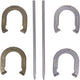 Triumph Forged and Steel Horseshoe Set Complete with 4 Horseshoes, 2 Stakes - Patriotic or Blue and Grey Colors - Perfect Addition for Parties and Outdoor Gatherings