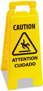 Boardwalk 26FLOORSIGN Caution Safety Sign for Wet Floors, 2-Sided, Plastic, 10 x 2 x 26, Yellow