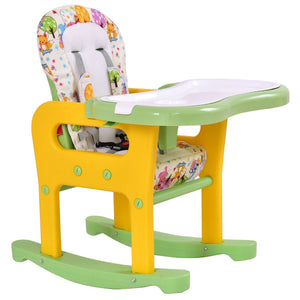Costzon Baby High Chair, 3 in 1 Convertible Play Table Set, Booster Rocking Seat with Removable Feeding Tray, 5-Point Harness, Lockable Wheels