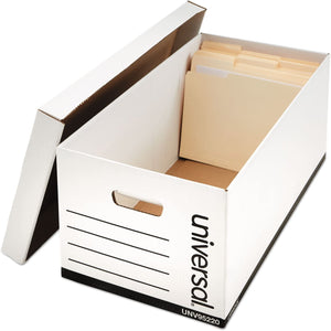 Universal 95220 Lift-Off Lid File Storage Box, Letter, Fiberboard, White, 12/Carton