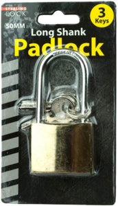 Bulk Buys 4.5"L x 2"W Steel Padlock with 3 Keys and Extra Long Shank - Pack of 4