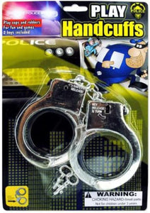 POLICE PLAY PLASTIC HANDCUFFS silver plastic Toy Weapons Toys (Qty 24)