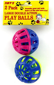 Bulk Buys DI374-24 2 Pack Multi Color Cat Play Balls - Pack of 24