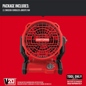 CRAFTSMAN 20V MAX Cordless Fan, Tool Only (CMCE001B)