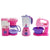 Colorful Mini Kitchenware Set Includes 1 blender, 1 coffee maker, and 1 mixer in Pink And Purple