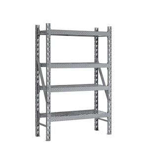 Heavy-Duty 4-Level Welded Steel Treadplate Rack with Wire Shelves