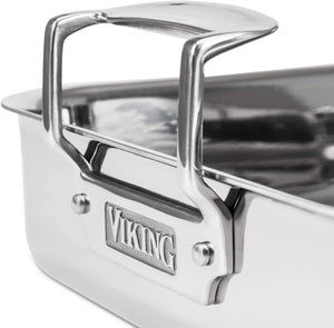 Viking 3-Ply Stainless Steel Roasting Pan with Nonstick Rack + BONUS Carving Set, 16 Inch by 13 Inch