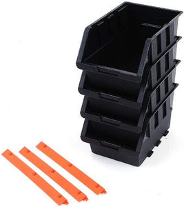 Tactix 320606 Plastic Tray Bin Set, Black/Orange, 4-Piece