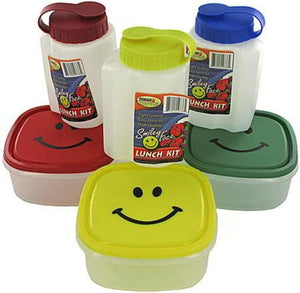Bulk Buys HT733-24 5&quot; x 2-1/4&quot; Plastic Happy Face Lunch Kit - Pack of 24