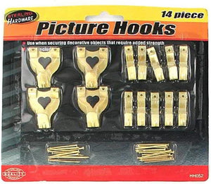 24 Packs of 14 Picture Hooks w/Nails