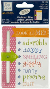 Bulk Buys Baby Girl Chipboard Slider with Glitter Accents - Pack of 24