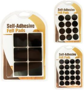 Bulk Buys Self-Adhesive Felt Floor Protector Pads, Assorted Styles - 24-PK