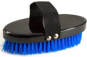 Longhorn / Cattle / Horse Grooming Brush w/ Hand Strap - W 3-5/8" L 7-5/8" Trim Size: 1-1/2" - Blue