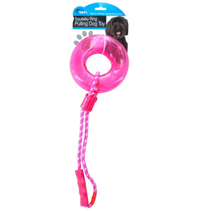 Squeaky Ring Pulling Dog Toy - Pack of 6
