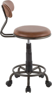 LumiSource Swift Industrial Task Chair, Brown/Antique Metal