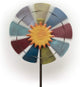 Alpine Corporation 71" Sun Face Windmill Stake Kinetic Spinner Outdoor Yard Art Décor, Red, White, Yellow and Blue