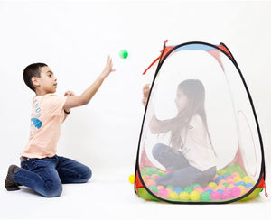 Children’s Pop Up Playhouse Tent with Set of “100 Colorful Balls” Ball Pit with Basketball Hoop, for Indoor and Outdoor use, Great for Kids & Toddlers by Dimple