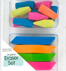 Bulk Buys School Office Supplies 14 Piece Colorful Eraser Set - 24 Pack