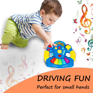 Interactive Steering Driving Wheel Toy with Lots of Buttons and Fun, Educational Baby and Toddler Toys Music Modes, Lights and Sounds Along with Detachable Swivel Base