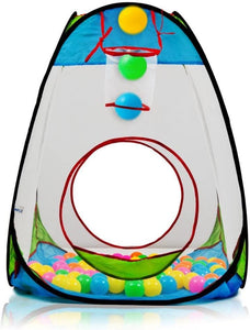 Children’s Pop Up Playhouse Tent with Set of “100 Colorful Balls” Ball Pit with Basketball Hoop, for Indoor and Outdoor use, Great for Kids & Toddlers by Dimple