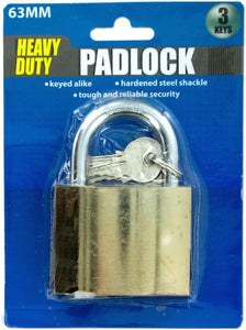 bulk buys 3.625" L x 2.5" W Metal Padlock with 3 Keys and Steel Shackle, Pack of 6 - Silver, Gold