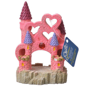 Exotic Environments Pink Heart Castle Aqiarum Ornament - Large - (4.5"L x 4"W x 6.25"H)