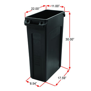 Rubbermaid Commercial Slim Jim Receptacle with Venting Channels, Rectangular, Plastic, 23 Gallons, Black (FG354060BLA) (1 Pack)