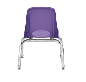 ECR4Kids 10" School Stack Chair, Chrome Legs with Nylon Swivel Glides, Purple (6-Pack)