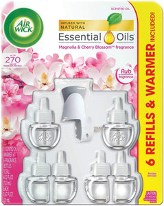 Air Wick Scented Oil Refills (Magnolia & Cherry Blossom, 6 Refills+ Oils Warmer)