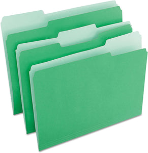 Universal 10502 File Folders, 1/3 Cut One-Ply Tab, Letter, Green/Light Green, 100/Box