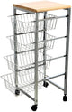Mind Reader 4WIRECART-SIL Stainless Steel Mobile Kitchen Cart, Bar Cart, Office Cart, Utility Cart