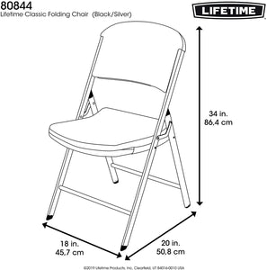 Lifetime 80844 Classic Folding Chair, 6 Pack, Black