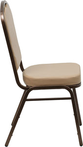 Flash Furniture 4 Pk. HERCULES Series Crown Back Stacking Banquet Chair in Tan Vinyl - Copper Vein Frame