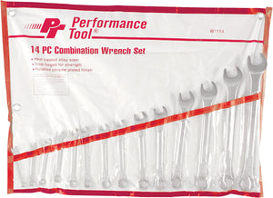 Performance Tool W1114 Sae Combination Wrench Set, 14-Piece