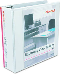 Universal Economy Round Ring View Binder, 3 Capacity, White, 6/Pack (20992PK)